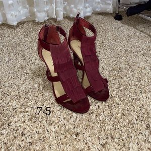 Suede burgundy with fringe Cathy jean heels